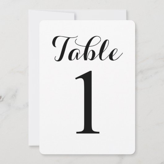 Modern Script Tafel 1 | Tafel Nummerskaart Kaart (Achterkant)
