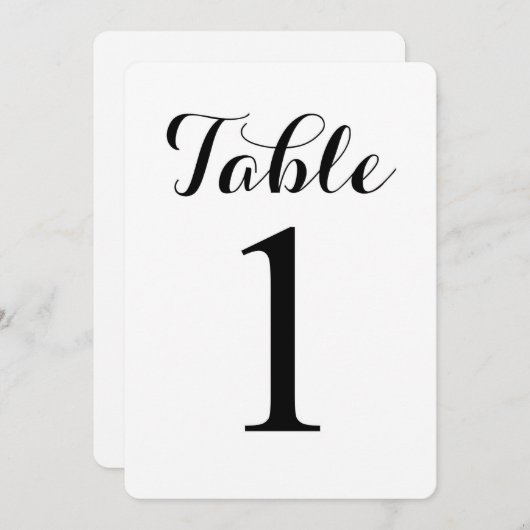 Modern Script Tafel 1 | Tafelnummerkaart Kaart (Voorkant / Achterkant)