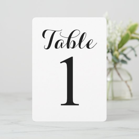 Modern Script Tafel 1 | Tafelnummerkaart Kaart (Staand voorkant)