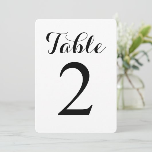 Modern Script Tafel 2 | Tafel Nummerskaart Kaart (Staand voorkant)