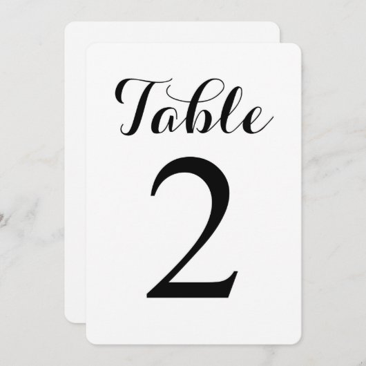Modern Script Tafel 2 | Tafelnummerkaart Kaart (Voorkant / Achterkant)