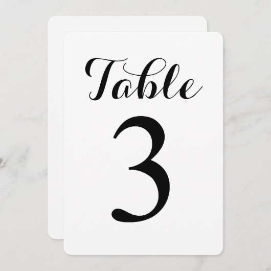 Modern Script Tafel 3 | Tafel Nummers Kaart (Voorkant / Achterkant)