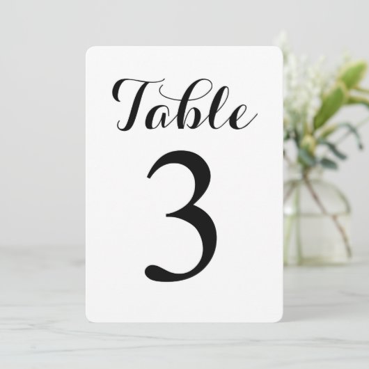 Modern Script Tafel 3 | Tafel Nummers Kaart (Staand voorkant)