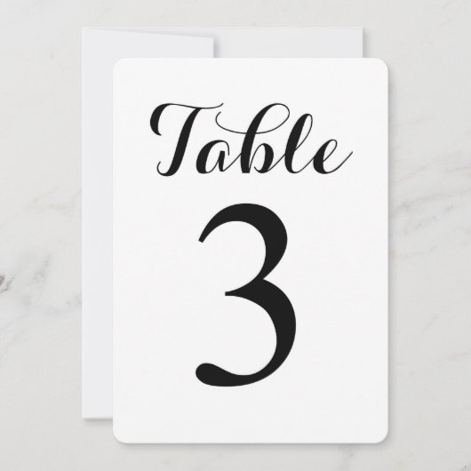 Modern Script Tafel 3 | Tafel Nummers Kaart (Voorkant)