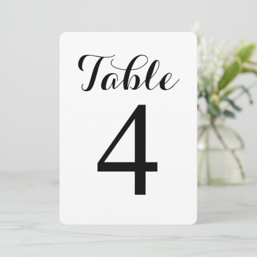 Modern Script Tafel 4 | Tafel Nummers Kaart (Staand voorkant)