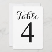 Modern Script Tafel 4 | Tafel Nummers Kaart (Voorkant)