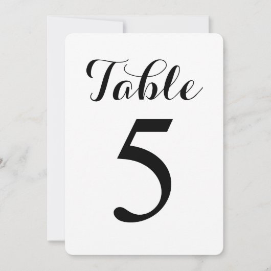 Modern Script Tafel 5 | Tafel Nummers Kaart (Voorkant)
