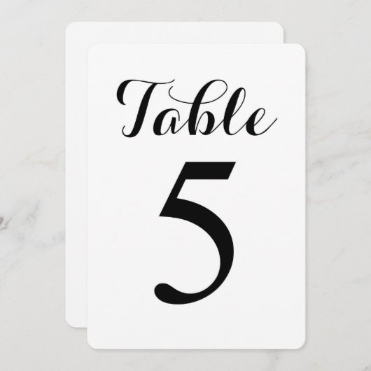 Modern Script Tafel 5 | Tafel Nummerskaart Kaart (Voorkant / Achterkant)