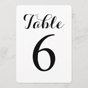 Modern Script Tafel 6 Tafel Nummers Kaart