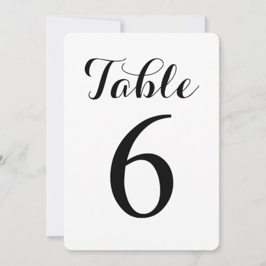 Modern Script Tafel 6 | Tafelkaart met nummers Kaart (Voorkant)