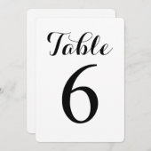 Modern Script Tafel 6 | Tafelnummerkaart Kaart (Voorkant / Achterkant)
