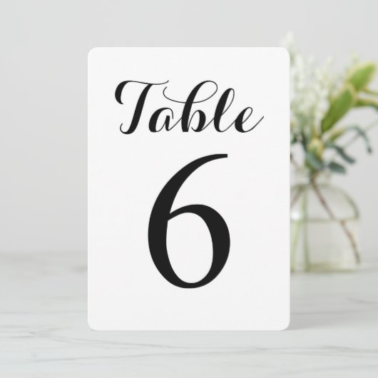 Modern Script Tafel 6 | Tafelnummerkaart Kaart (Staand voorkant)