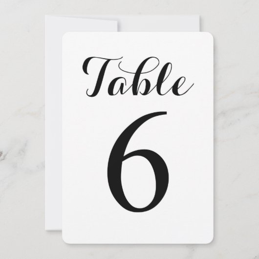 Modern Script Tafel 6 | Tafelnummerkaart Kaart (Achterkant)
