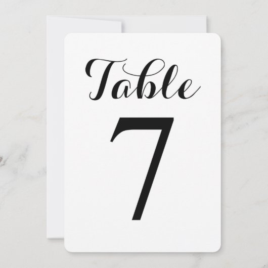 Modern Script Tafel 7 | Tafel Nummerskaart Kaart (Achterkant)