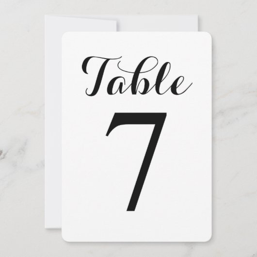 Modern Script Tafel 7 | Tafelkaartnummers Kaart (Voorkant)