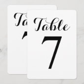 Modern Script Tafel 7 | Tafelnummerkaart Kaart (Voorkant / Achterkant)