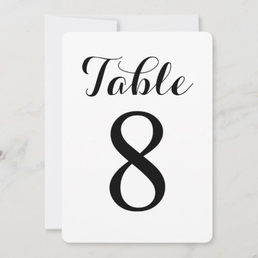 Modern Script Tafel 8 | Tafel Nummers Kaart (Voorkant)