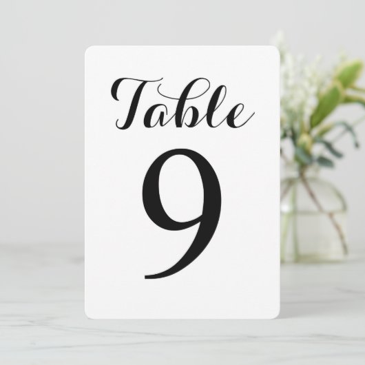 Modern Script Tafel 9 | Tafelkaartnummers Kaart (Staand voorkant)