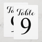 Modern Script Tafel 9 | Tafelnummerkaart Kaart (Voorkant / Achterkant)