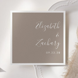 Modern Script Taupe Bruiloft Servet