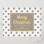 Modern script Taupe Merry Christmas Gold Folie Feestdagen Briefkaart (Voorkant)