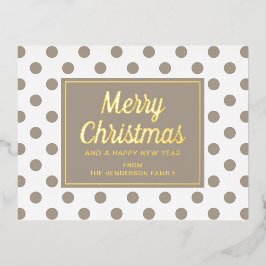 Modern script Taupe Merry Christmas Gold Folie Feestdagen Briefkaart