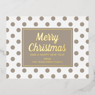 Modern script Taupe Merry Christmas Gold Folie Feestdagen Briefkaart