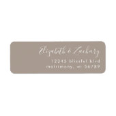 Modern Script Taupe Retouradres Etiket (Voorkant)