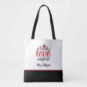 Modern Script Teach Love Inspire Teacher Tote Bag (Voorkant)