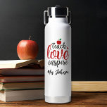 Modern Script Teach Love Inspire Teacher Waterfles<br><div class="desc">A pretty teacher water bottle with the words,  "Teach Love Inspire". Personalize it with your teachers name for a fun teacher gift. Designed for you by Blackberry Boulevard.</div>