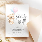 Modern script Teddy Bear Minimalistisch Baby showe Kaart