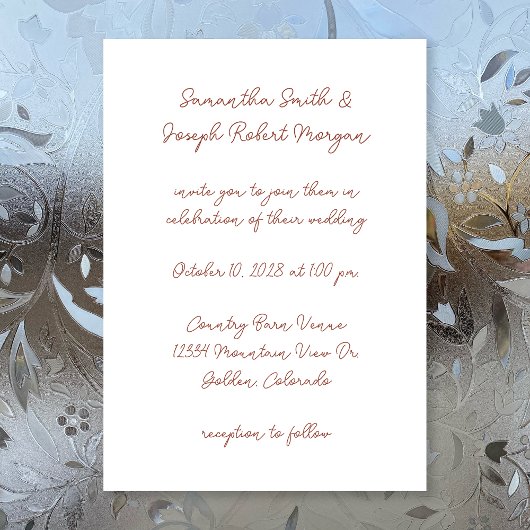 Modern Script Terra Cotta en White Wedding Kaart