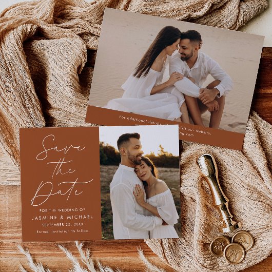 Modern Script Terracotta 2 Foto Save The Date