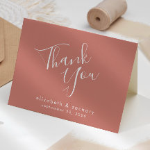 Modern Script Terracotta bruiloft dank u