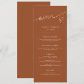 Modern Script Terracotta Huwelijksmenu Menu (Voorkant / Achterkant)