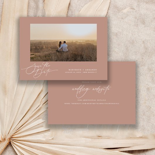 Modern Script Terracotta Website Foto Save The Date