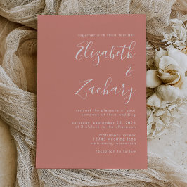 Modern Script Terracotta Wedding Invitation Kaart