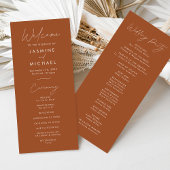 Modern Script Terracotta Wedding Programma