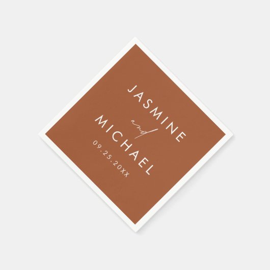 Modern Script Terracotta Wedding Servet (Hoek)