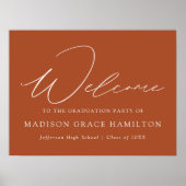 Modern Script Terracotta Welcome Graduation Party Poster (Voorkant)