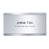 Modern Script Text Silver Glamor Shipping Address Etiket (Voorkant)