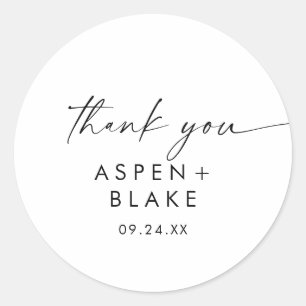 Modern Script Thank You Wedding Favor Sticker
