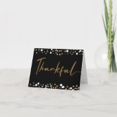 Modern Script Thankful 50th Birthday Gold Black Bedankkaart (Voorkant)