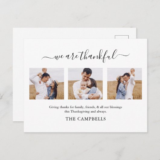 Modern Script Thanksgiving Foto Feestdagenkaart (Voorkant / Achterkant)