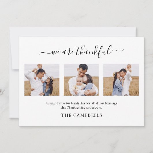 Modern Script Thanksgiving Foto Vakantie Kaart (Voorkant)