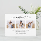 Modern Script Thanksgiving Foto Vakantie Kaart (Staand voorkant)