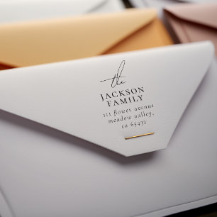 Modern script "The" Family Name Return Address Rubberstempel