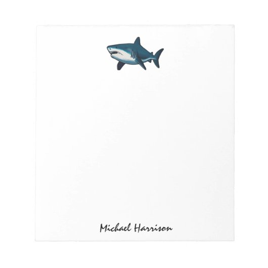 Modern Script Trendy Shark gepersonaliseerd Notitieblok (Voorkant)