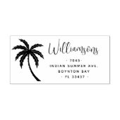 Modern Script Tropical Palm Tree Retouradres Rubberstempel (Afrduk)