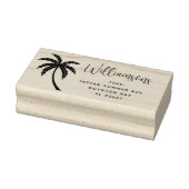 Modern Script Tropical Palm Tree Retouradres Rubberstempel (Stempel)